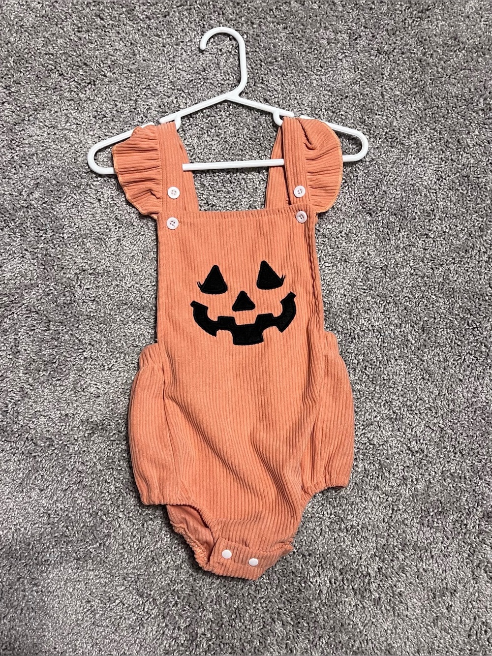Halloween Pumpkin Ruffle Strap Baby One-Piece Romper - Orange